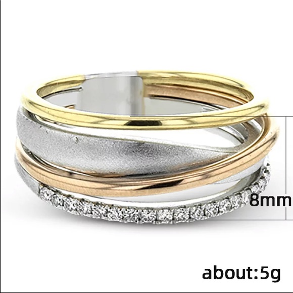 New 925 Silver 3 color Stackable Diamond Ring - Picture 4 of 4